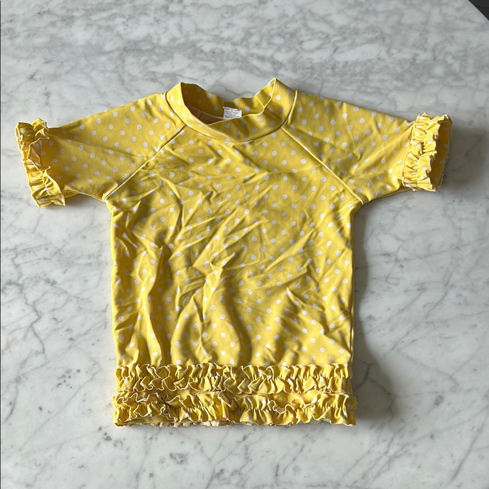 Ruffle butts size 3T Yellow Polka Dot Ruffle Top